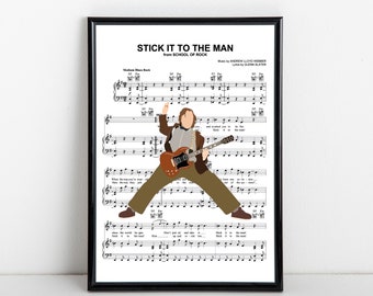 A4 Print School Of Rock Music Sheet Print - School Of Rock Stick It To The Man Music Print - Home or gift idea - A4 Print