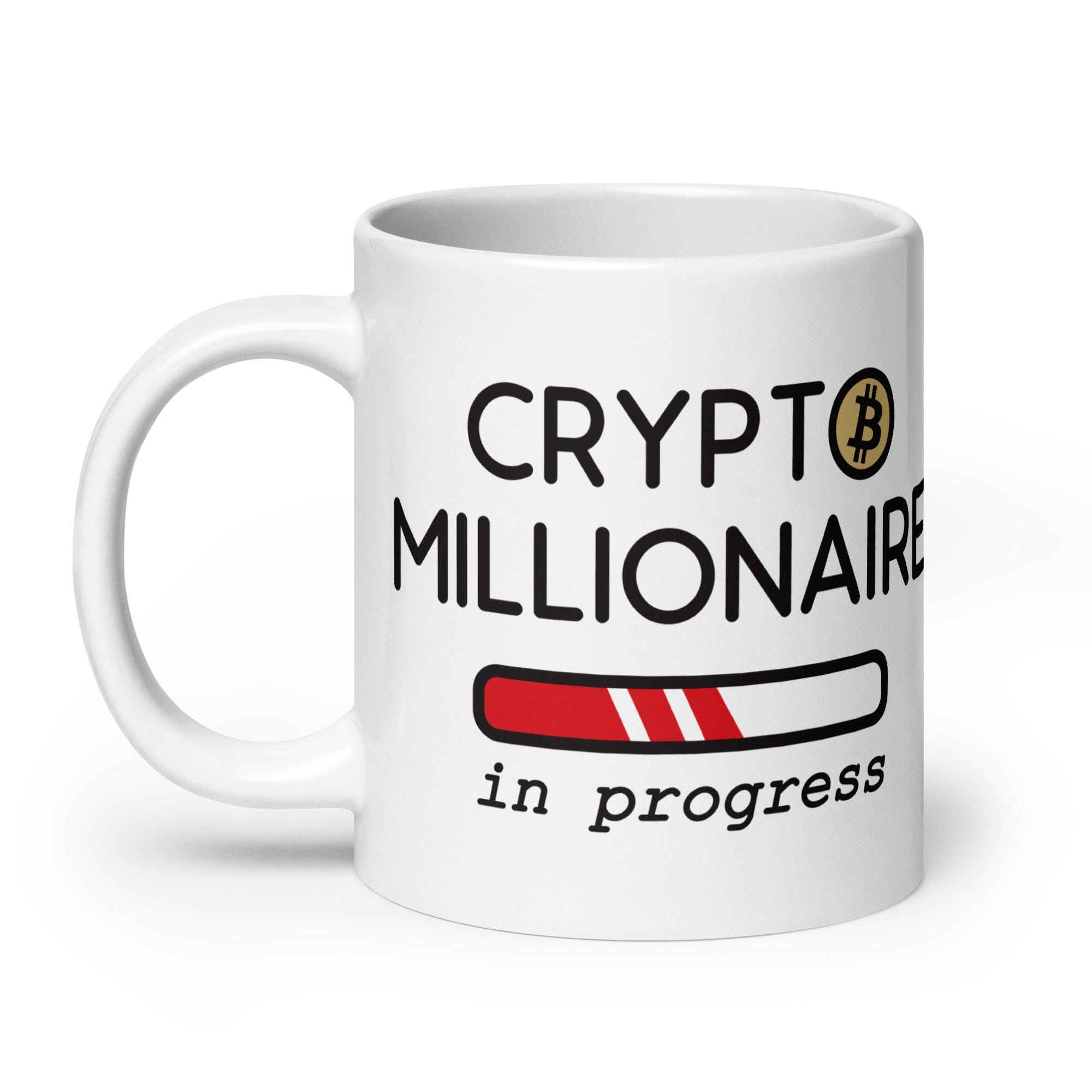 暗号通貨億万長者進行中 - ビットコイン投資家のユーモア - 暗号通貨取引ギフト - 白い光沢のあるマグカップ - Etsy 日本