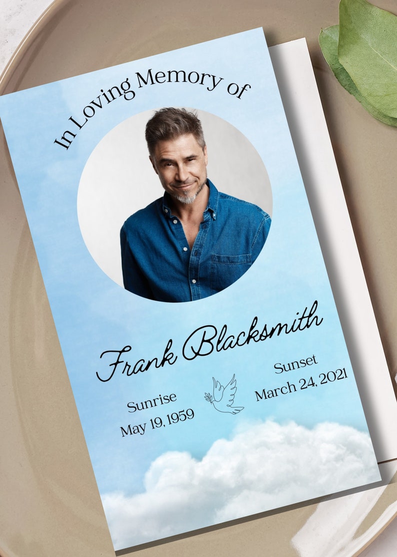 Editable funeral program template etsy