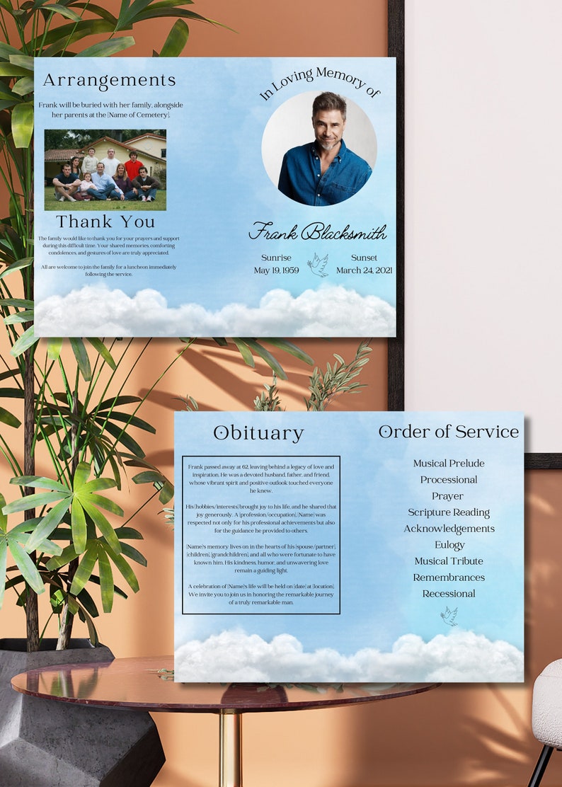 Editable Funeral Program Template Etsy