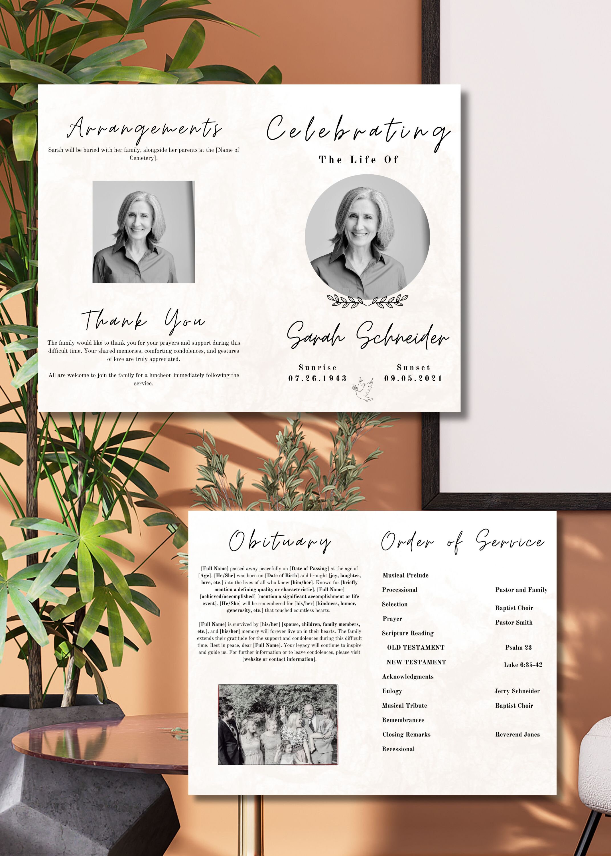 Editable Funeral Program Template Etsy