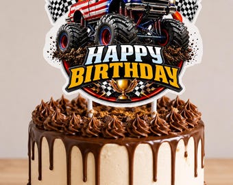 USA  Monster Truck Birthday Cake Topper – Instant Digital Download