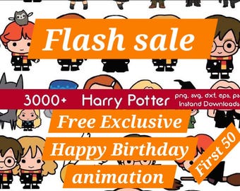 Wizard clipartbundel SVG/PNG en meer | Potter-stijl, schoolwapens (digitale download) + 2 gratis verjaardagsvideo's (alleen voor beperkte tijd)