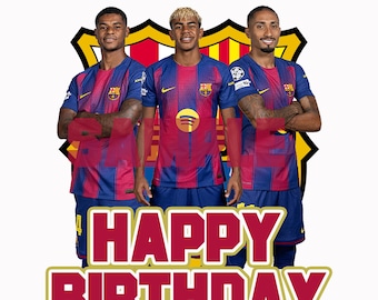 Free gifts-Barcelona FC 'Happy Birthday' Cake Topper and 2 Free Video Greeting Instant Digital Download (No Physical item shipped)
