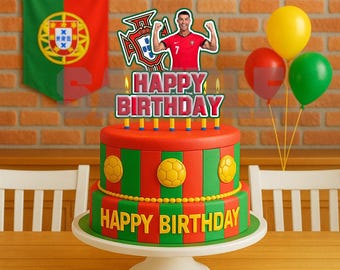 Ronaldo Portugal  Happy Birthday Digital Cake Topper - Instant Digital download
