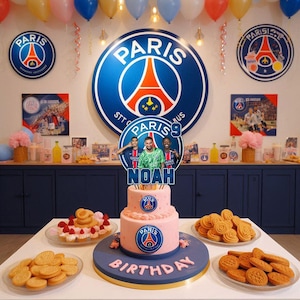 Decorazione per torta PSG - Download digitale personalizzato (Nessun articolo fisico spedito - leggi la descrizione completa)