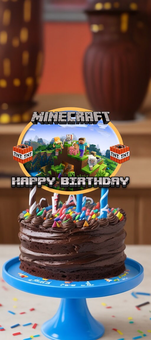 Minecraft Digital Cake Topper