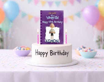 Wimpy Kid Notebook Style Cake Topper – Custom Name, Age and color – Printable Birthday Cake Decoration – Instant Download Digital File Only