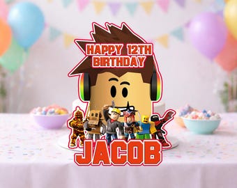 Roblox Cake and Cupcake Toppers – Custom Name & Age – Printable Gaming Birthday Decoration – Digital Download