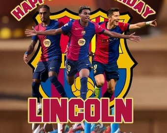 Decorazione per torta digitale del Barcellona FC - Buon compleanno - Download digitale (nessun articolo fisico spedito)