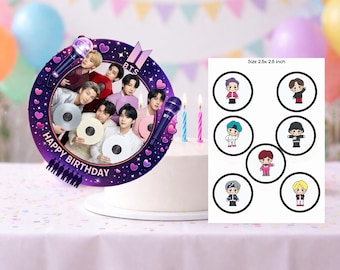 24Hrs SALE -  BTS Birthday Cake Topper – Instant Digital Download (No Physical Item Shipped)