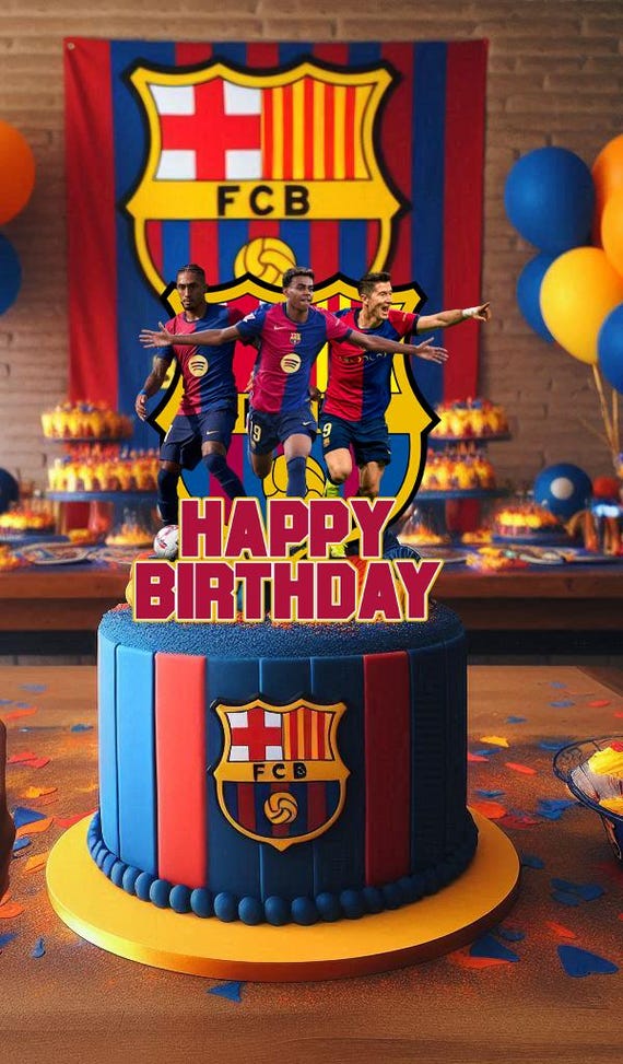 Barcelona FC 'Happy Birthday' Cake Topper – Instant Digital Download (No Physical item shipped)