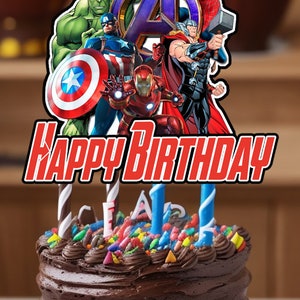 Avengers Cake Topper &quot;Happy Birthday&quot; (Instant Digital Download)