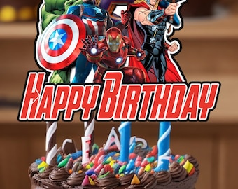 Avengers-taarttopper "Happy Birthday" (directe digitale download)