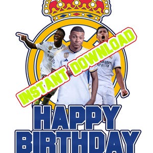 Real Madrid Cake Topper &quot;Happy Birthday&quot; (Instant Download)