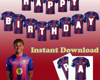 Banner Barcelona - Happy Birthday (Instant Download) + Free Cupcake designs