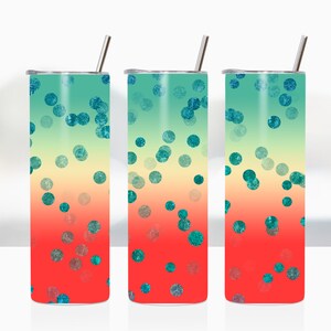 Green, Yellow and Orange Dot 20 oz skinny tumbler