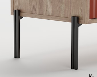 Minimalist Black Steel Furniture Legs: Modern Cabinet Feet, 9 inch