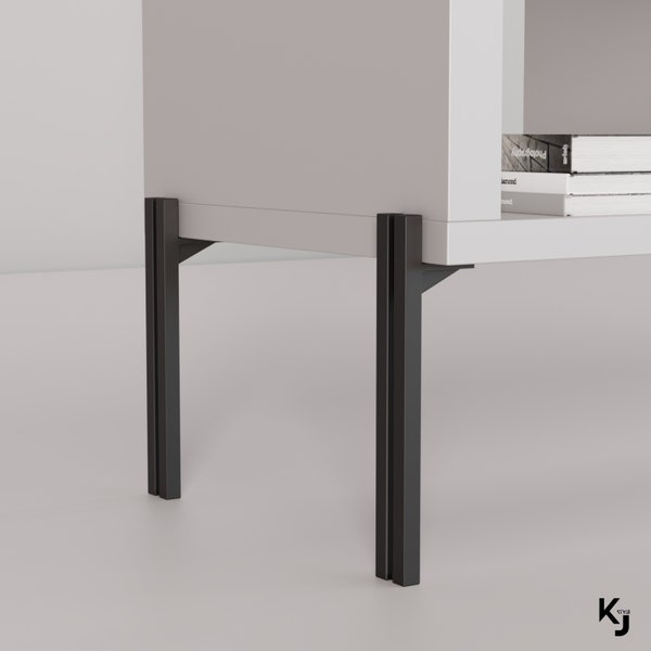 Metal Kallax Legs - Modern Furniture Legs -  Set Of 4 Black Kallax Legs - 9 Inch (23cm) Minimalist Legs For Furniture - DIY Kallax Legs.