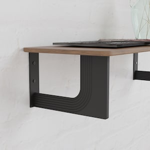Black Metal Shelf Brackets - Modern Iron Design - Set of 2