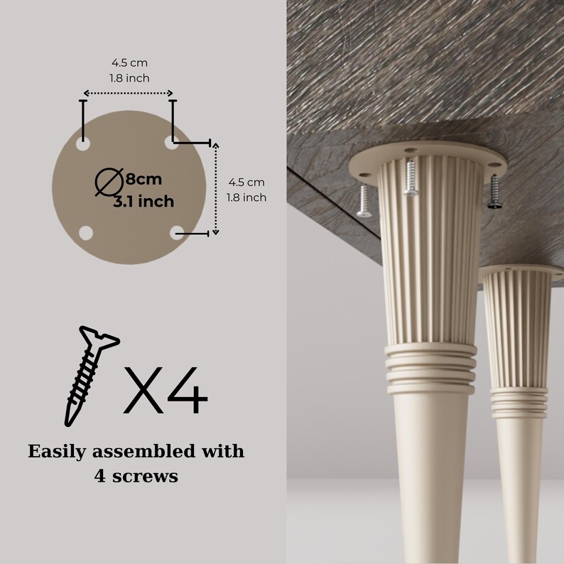 Decorative Furniture Legs, Gold Feet, 8 Inch Furniture Legs