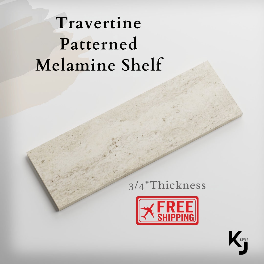 Travertine Patterned Melamine Shelf, Cut to Size Shelves, 3/4 Thickness