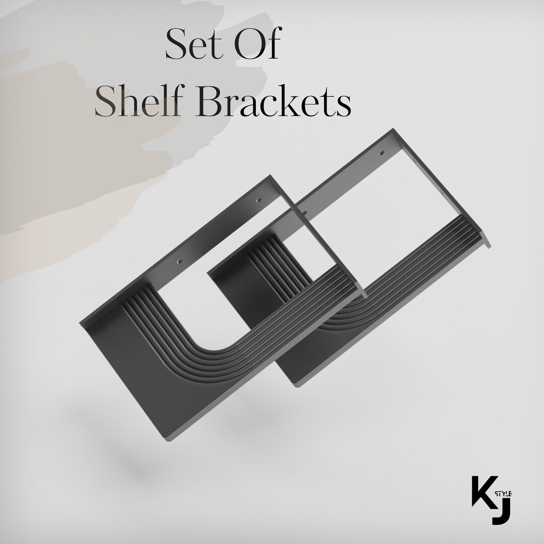 2 Pack Modern Black Metal Shelf Brackets Stylish Heavy Duty Etsy