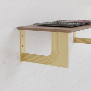 Gold / Brass Metal Brackets - Iron Shelf Brackets - Design Brackets For Shelves -Heavy Duty Brackets - Open Shelving Brackets-Black Brackets