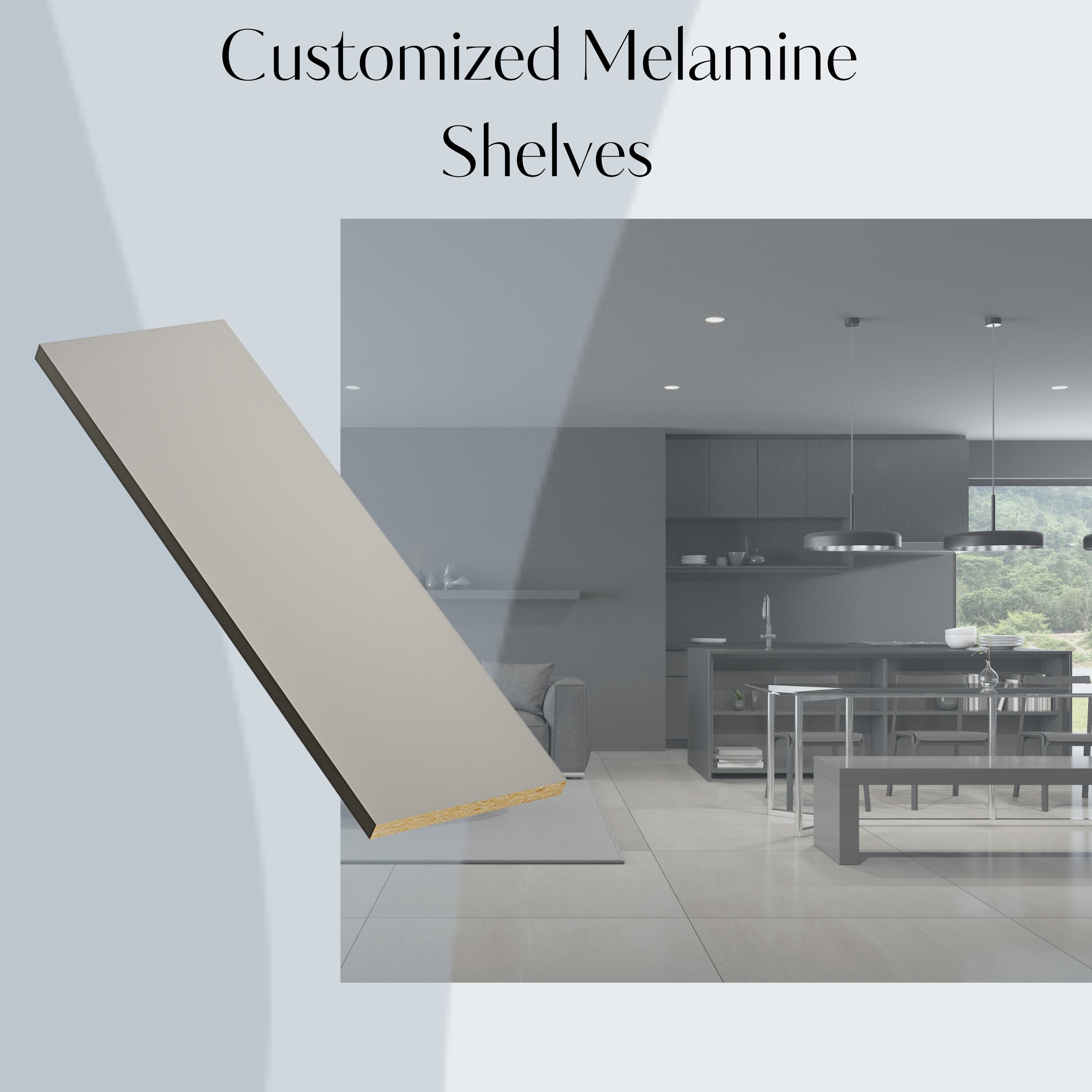 Custom Order Melamine Shelf White, Gray, Black ,maple, 3/4 Thickness