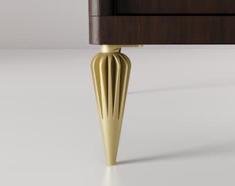 Mid-Century Modern Gold Furniture Legs: 6.3" Metal Sofa/Cabinet Feet