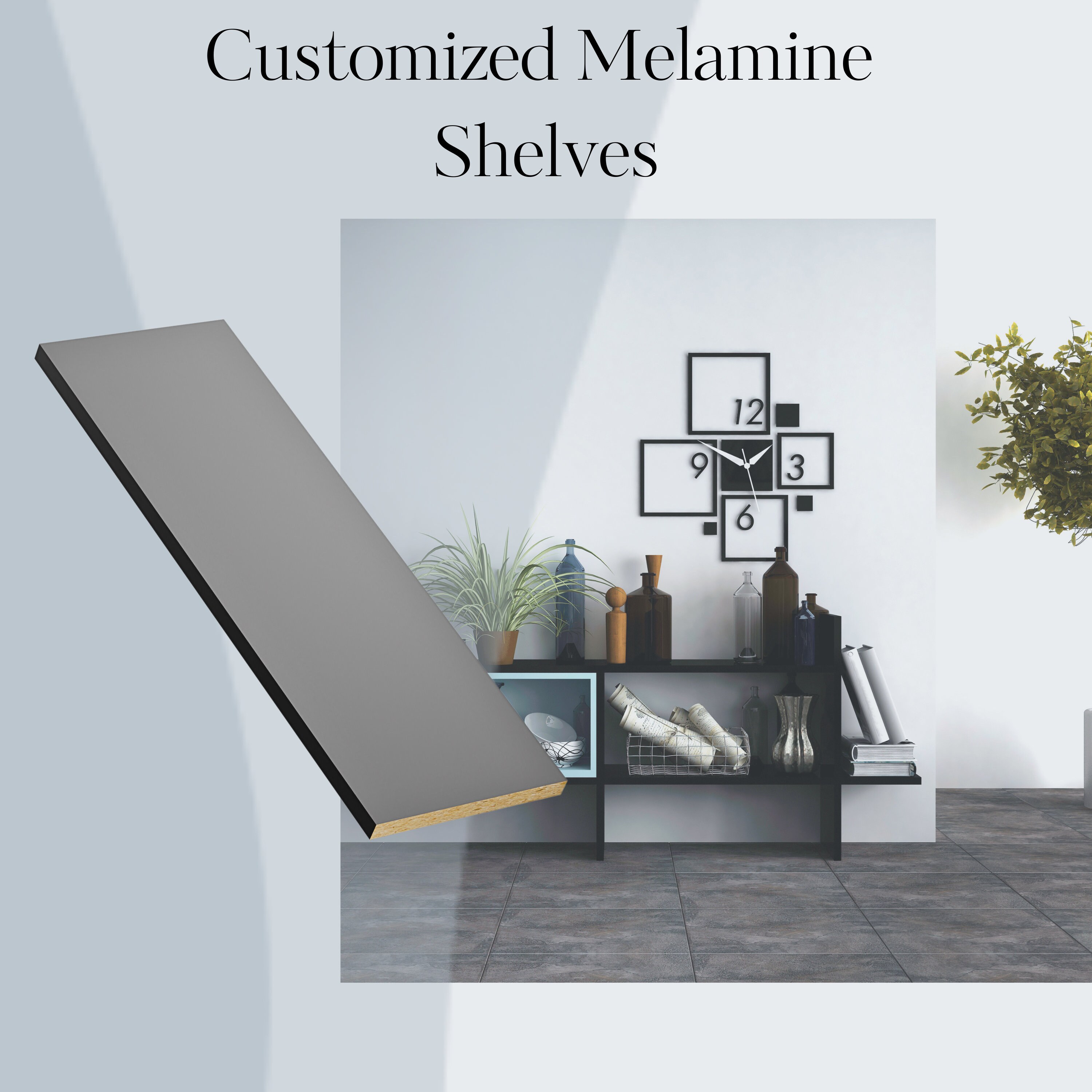 Custom Order Melamine Shelf White, Gray, Black ,maple, 3/4 Thickness