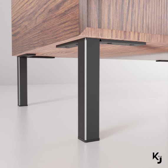 Black Metal Furniture Legs: Cabinet, Nightstand, & IKEA Replacement Feet, 4 - 6 -  7.9 inch Height