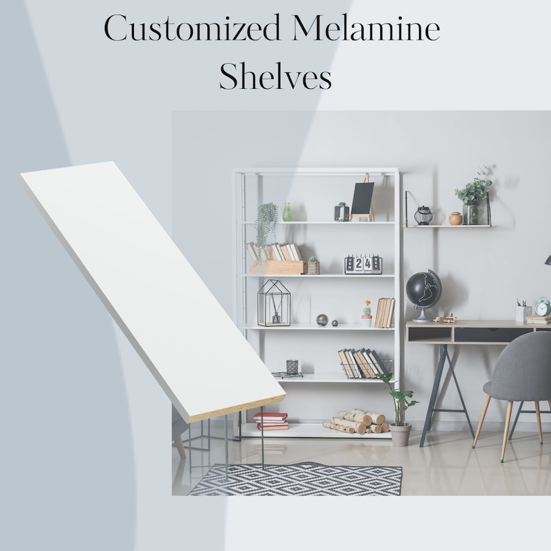 Custom Order Melamine Shelf White, Gray, Black ,maple, 3/4 Thickness Custom Size Shelf , Cut to