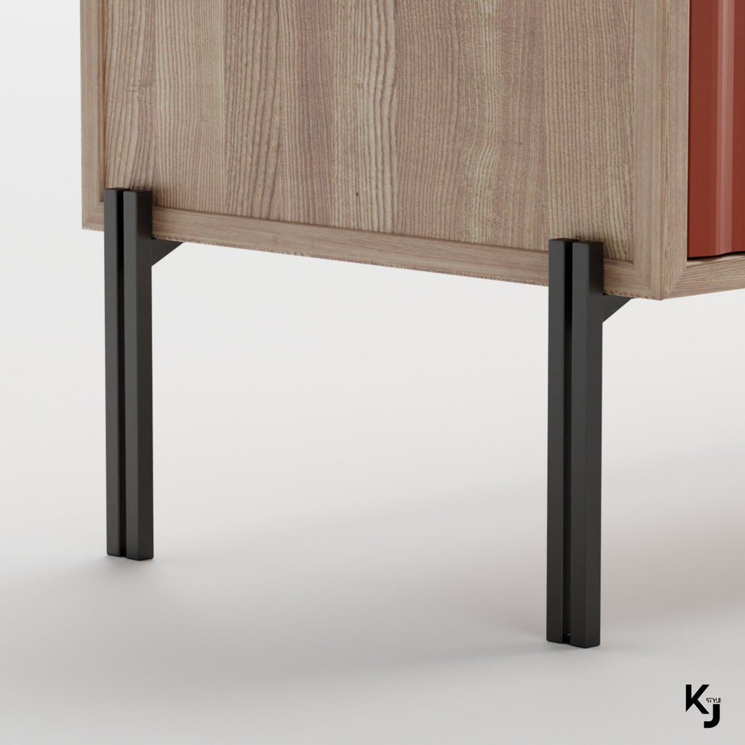 Minimalist Black Furniture Feet, 9inch23cm Modern Legs, Steel