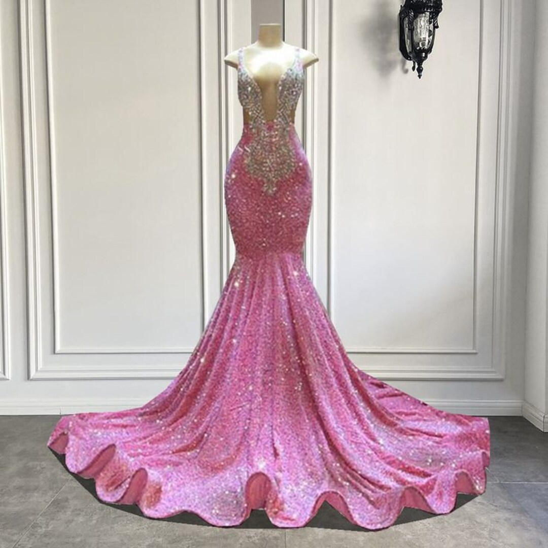 Long Embellished Shimmery Sequin Evnining Prom Dress Mermaid - Etsy