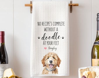 Goldendoodle Kitchen Towel Personalized Tea Towel Custom Dog Name Hand Towel Dog Lover Gift New Puppy