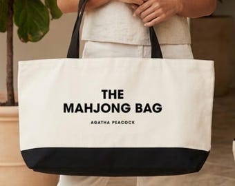 Custom Name Mahjong Tote Bag Rack Storage Personalized Matching Tile Holder Carrier Organizer Game Night Idea Birthday Minimalist Gift Mom