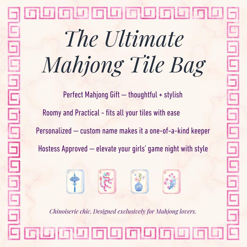 Call-out for personalizable Mahjong tile storage pouch bag with suggested gifting ideas