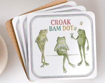 Mahjong Gift Funny Hostess Gift Idea Frog Coaster Set Housewarming Present New Home Barware  Preppy Bar Cart Accessory