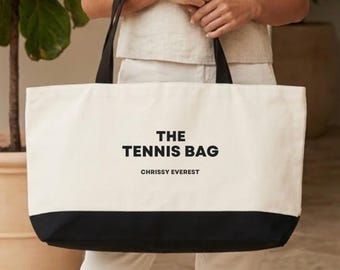 Personalized Tennis Tote Bag Custom Name Court Match Day Bag Premium Tennis Gift for Coach Player Luxury Weekender Large Travel Gear Bag
