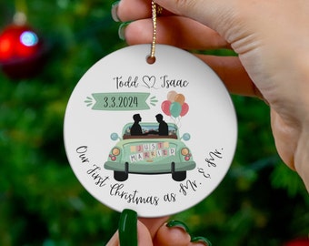 Personalized Our First Christmas Ornament as Mr. & Mr. Custom Names Two Grooms Couples Gift Wedding Mr. and Mr. Gift Keepsake Just Married