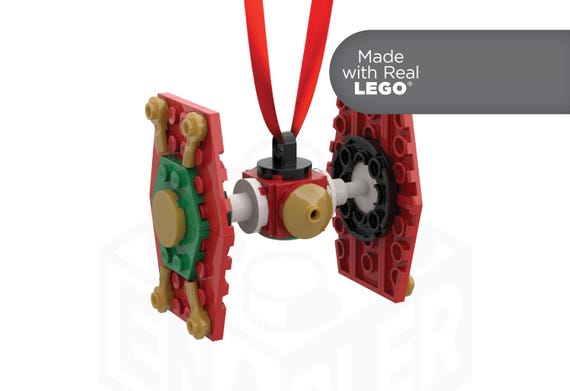 Christmas TIE Fighter Tree Ornament Holiday Stocking Stuffer LEGO Gift Made with 100% Genuine New LEGO