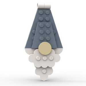 Nordic Gnome Christmas Tree Holiday Ornament | Made with 100% Genuine New LEGO | Sand Blue