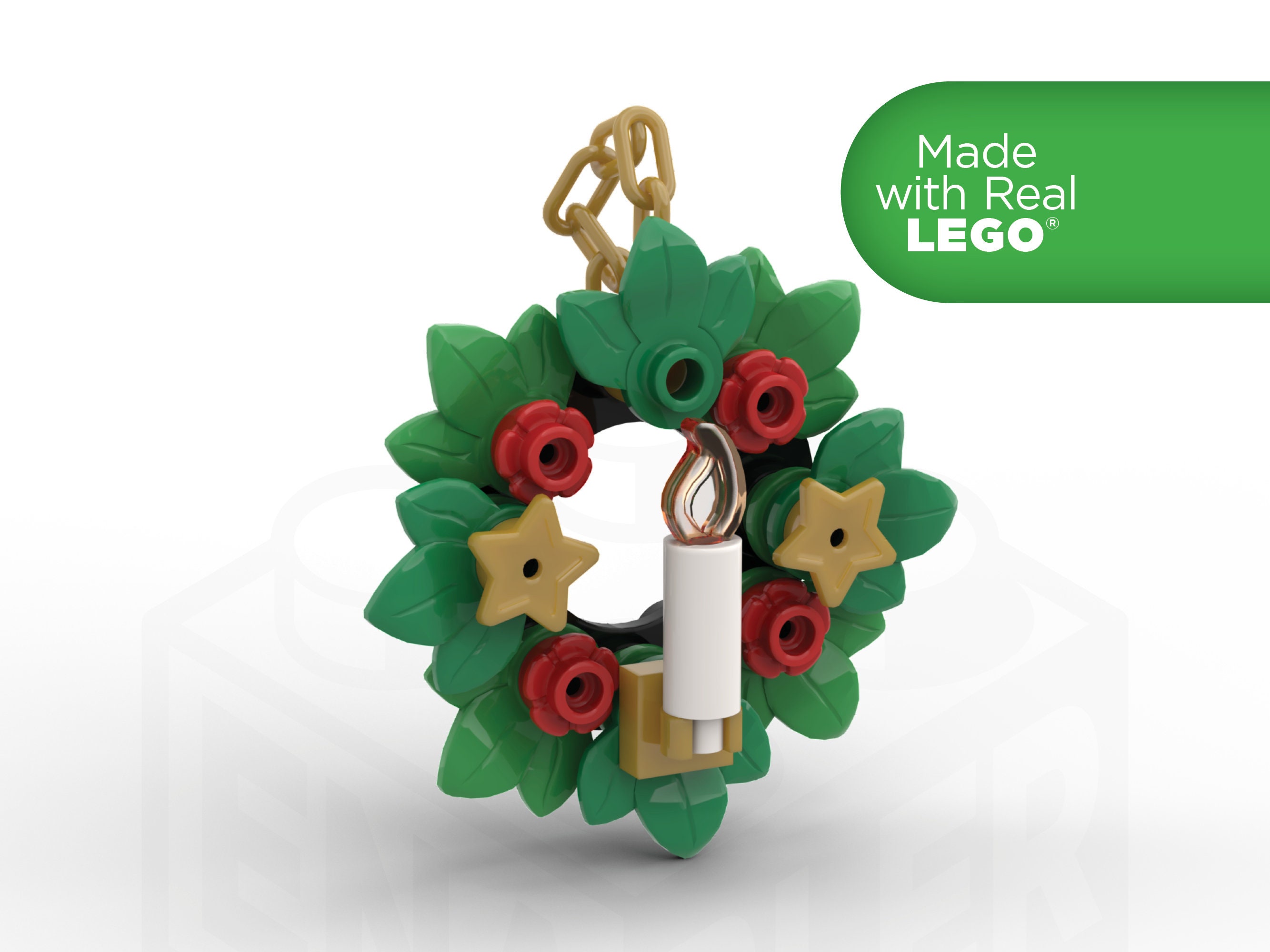 Ornament Wreath Christmas Tree Ornament Holiday Stocking Stuffer LEGO Gift  Made with 100% Genuine New LEGO