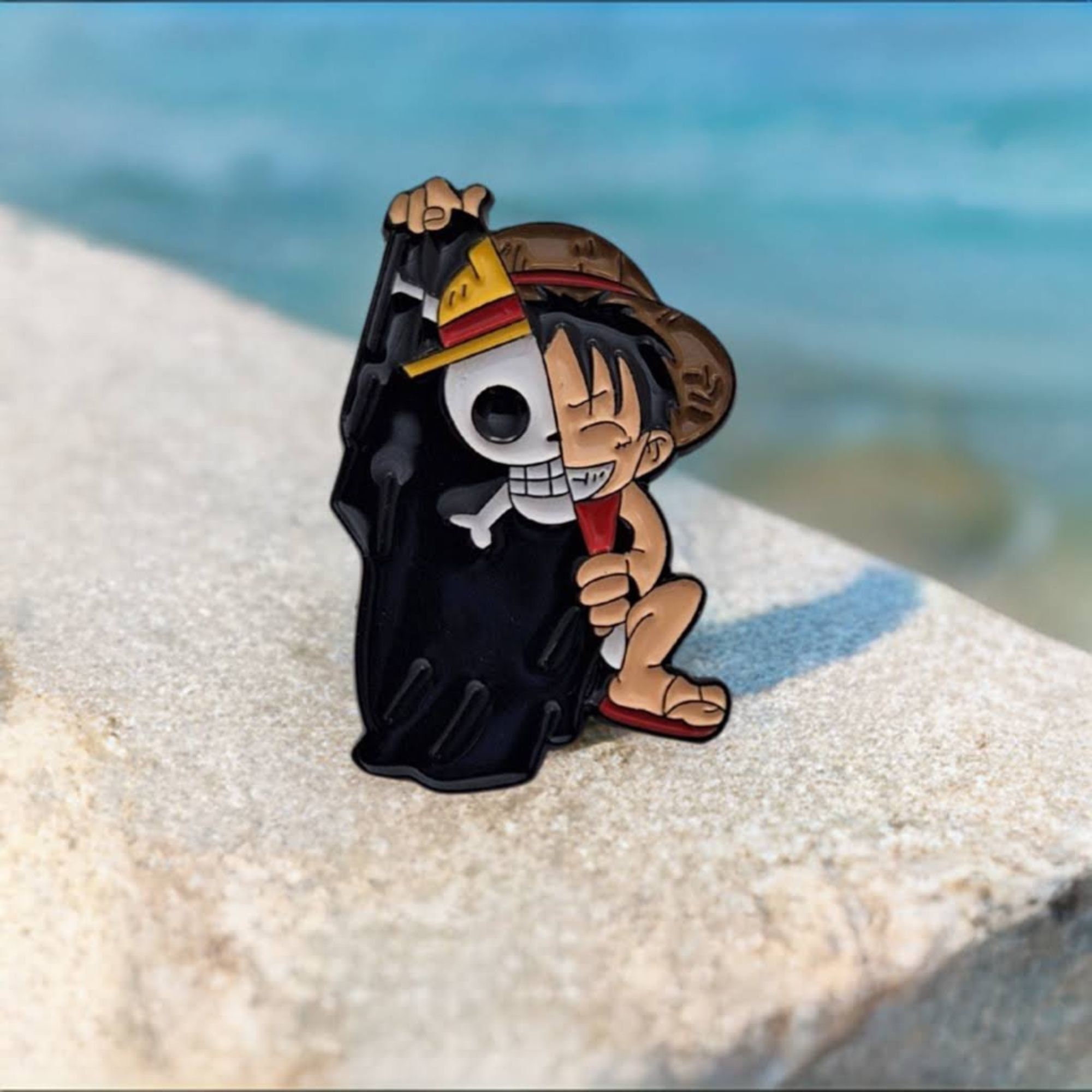 One Piece LUFFY Jolly Roger Hard Enamel Pin – Panda Candy + Beary Donut