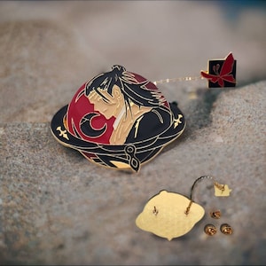 The Student Vibrant Enamel Badge Brooch Pin with Chain - Microfiber Envelope Jewelry Pouch / Box Included