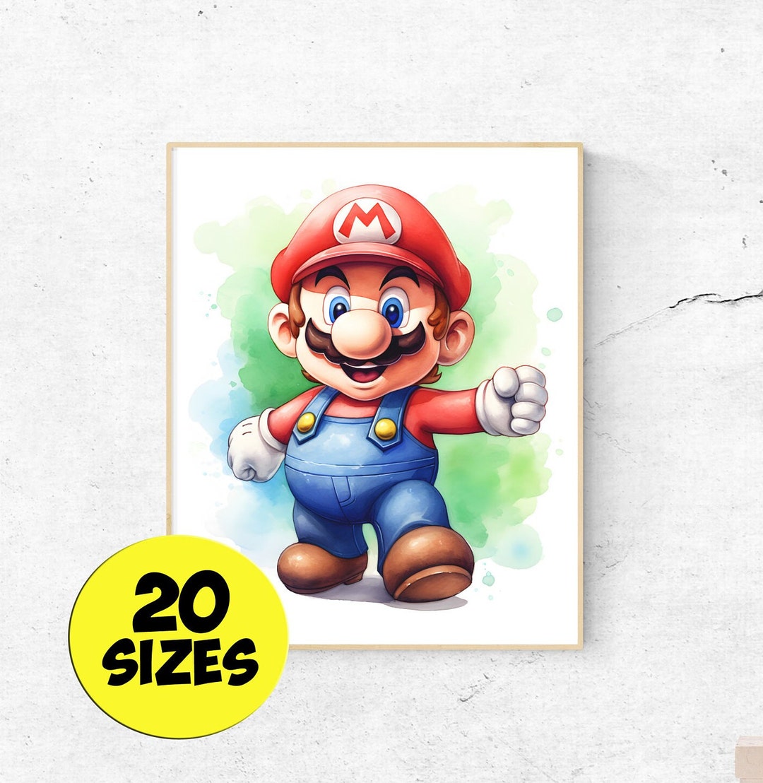 Super Mario Picture Print Mario Brothers Mario Print Kids Room Decor Super Mario Picture Super