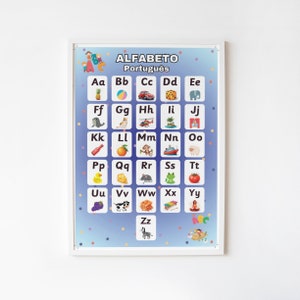Alfabeto português |15téléchargementsA4| alphabet portugais | lettres portugaises | cartes éducatives | langue portugaise | imprimer des lettres alphabet