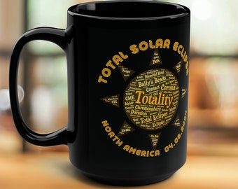 Total Solar Eclipse Collage Coffee Cup, 2024 Total Solar Eclipse Collectable Gift, Eclipse Viewing Gift, Solar Eclipse Mug, Eclipse Souvenir