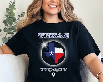 Texas Total Solar Eclipse Shirt April 8th 2024 Eclipse Party Viewing Gift Tee Path of Totality States Shirt Lone Star Solar Eclipse Shirt